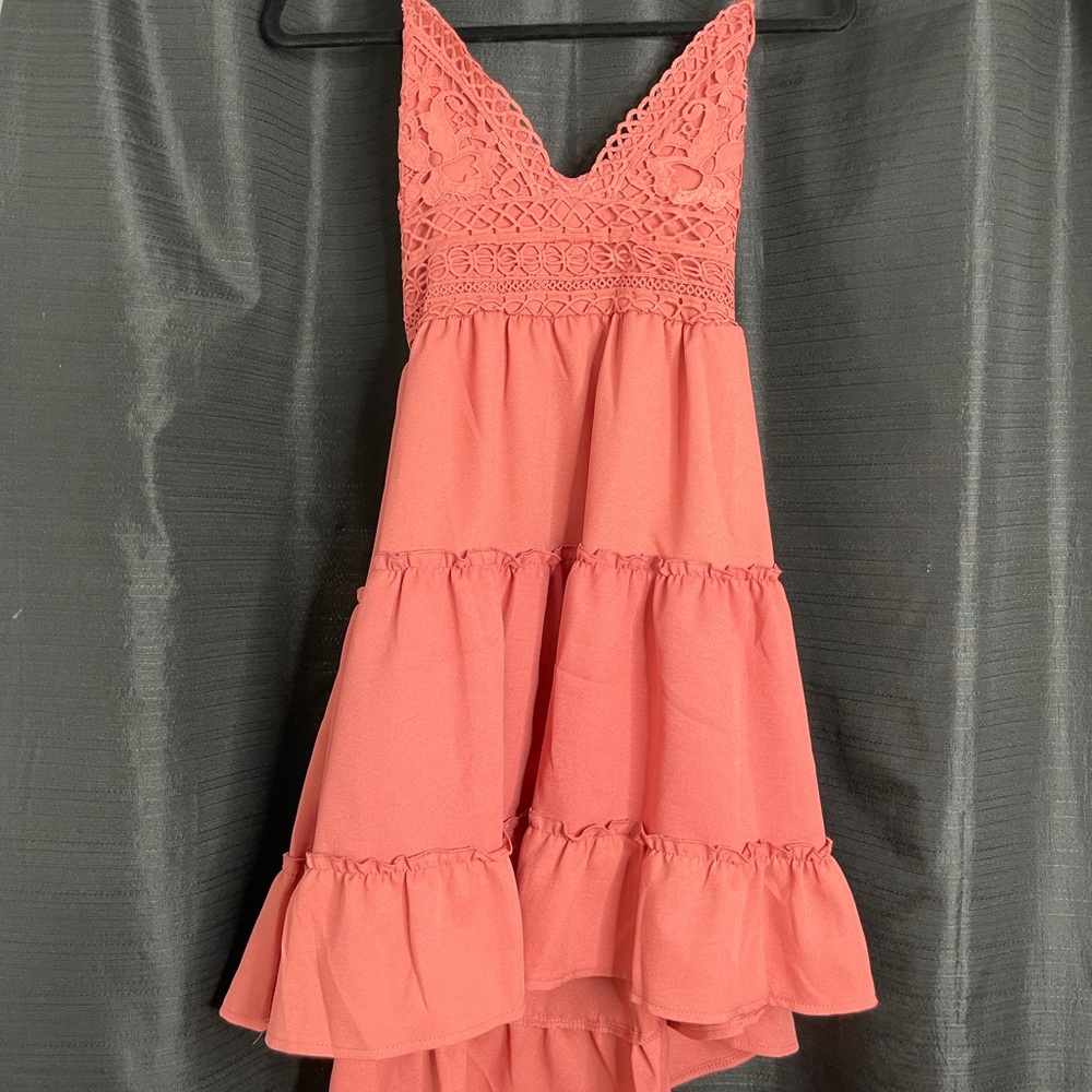 Ruffle, tie in back dress